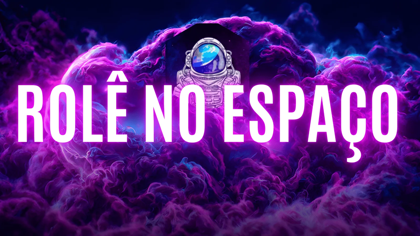 astronauta em traje espacial branco, com visor refletindo a Terra ao fundo, enquanto ele flutua no espaço. O cenário envolve uma vasta nuvem de poeira cósmica, dando um toque de mistério e vastidão ao ambient