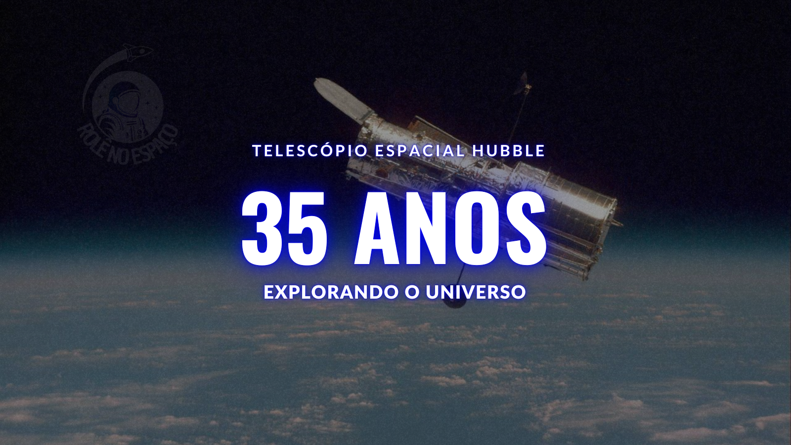 Telescópio Espacial Hubble em órbita da Terra, com o azul vibrante da atmosfera e a curvatura do planeta ao fundo, simbolizando sua posição estratégica fora da atmosfera.