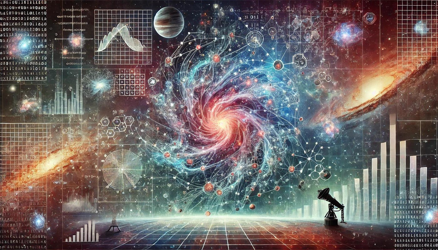 conexão entre astronomia, dados e tecnologia, destacando como inovações desenvolvidas pela exploração do universo impactam a vida na Terra. O gráfico visualiza a evolução de tecnologias como sensores, satélites e sistemas de comunicação, evidenciando o impacto da astronomia no avanço tecnológico cotidiano.