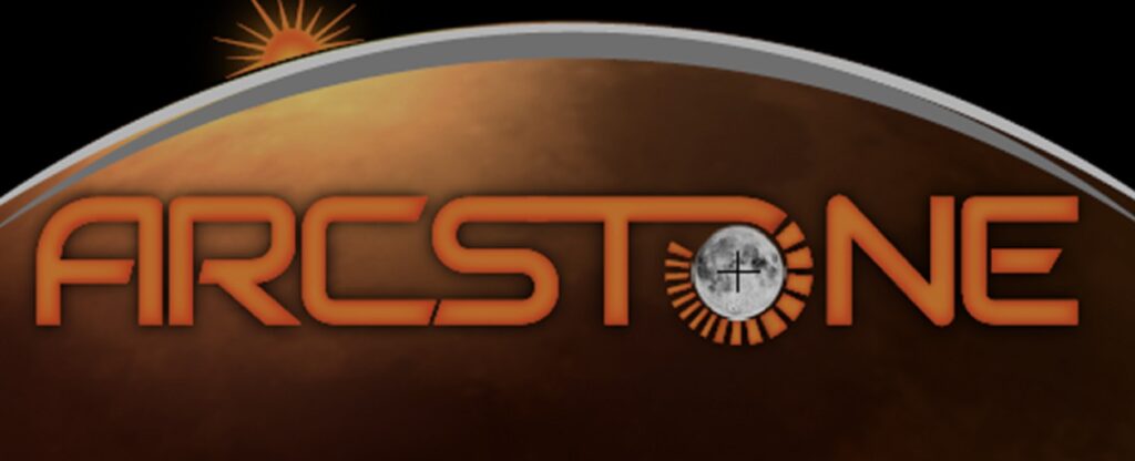 Logotipo da missão Arcstone da NASA, com o nome em destaque e uma representação da Lua no centro da letra "O", simbolizando a calibração de sensores espaciais por meio da refletância lunar.