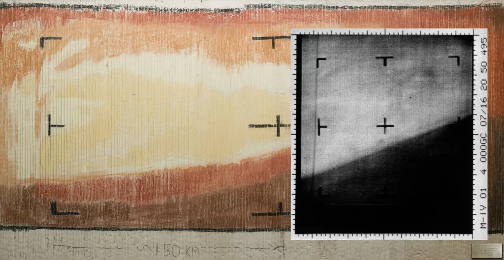 imagens de Marte Nasa - A Mariner 4, da NASA, registrou a primeira imagem de close-up de Marte em 14 de julho de 1965, incluindo uma inserção destacando um detalhe da superfície.