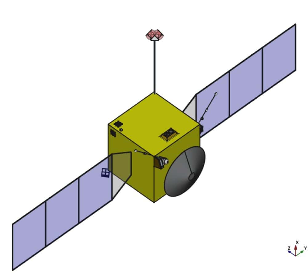 Esboço inicial do modelo da espaçonave M-MATISSE (Imagem: Dra. Beatriz Sánchez-Cano/Agência Espacial Europeia)