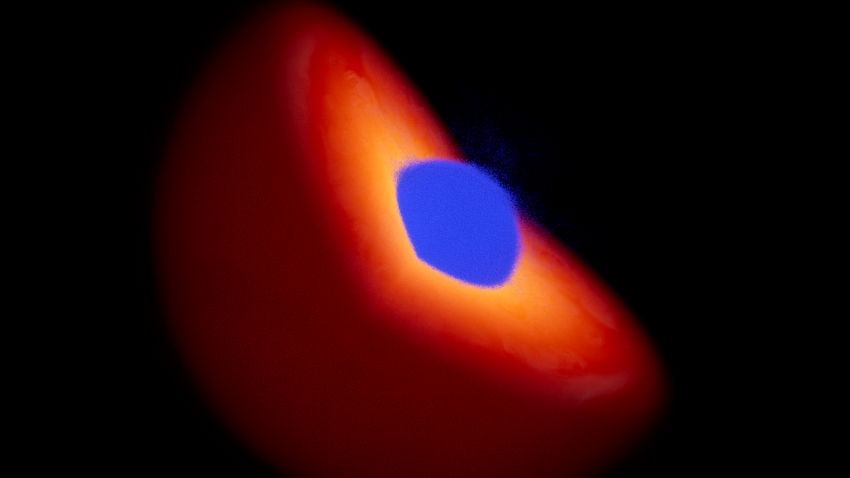 O material do núcleo se reacomoda rapidamente nas simulações, formando um núcleo com uma fronteira bem definida.