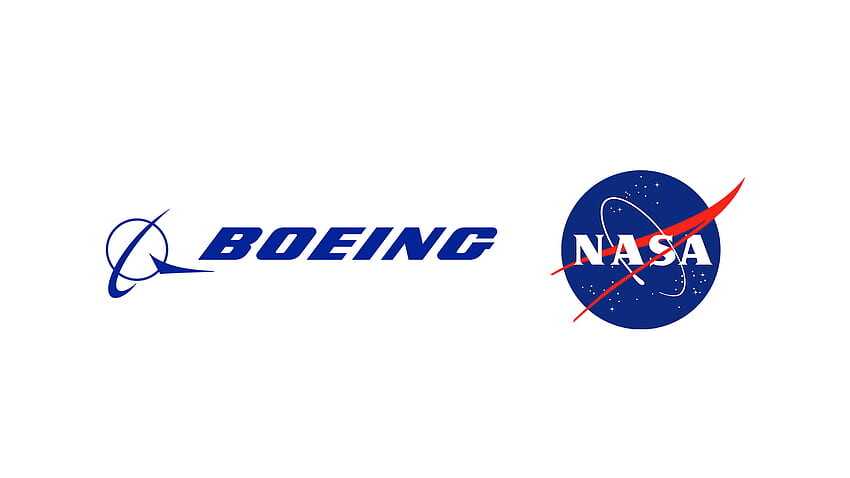 Montagem gráfica exibindo os logotipos da NASA e da Boeing lado a lado, representando a parceria entre as duas organizações em programas de voos espaciais tripulados.