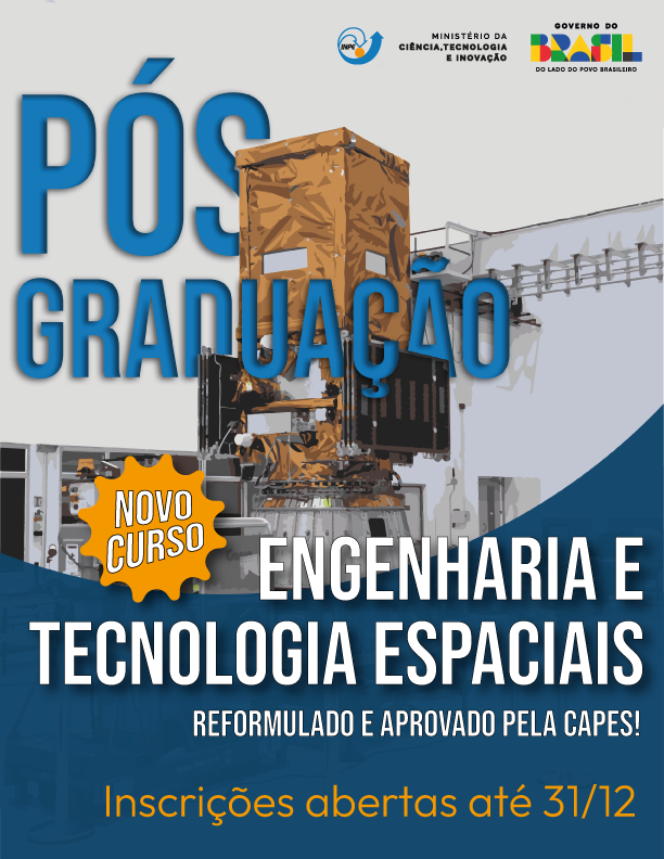 PGETE — Novo curso de Pós-Graduação em Engenharia e Tecnologia Espaciais.
Uma formação avançada para quem deseja atuar no futuro da exploração espacial e no desenvolvimento de novas tecnologias.
Crédito da imagem: Divulgação/INPE